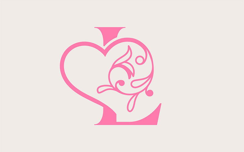 Heart Rose Gold Beauty Letter L Logo Template