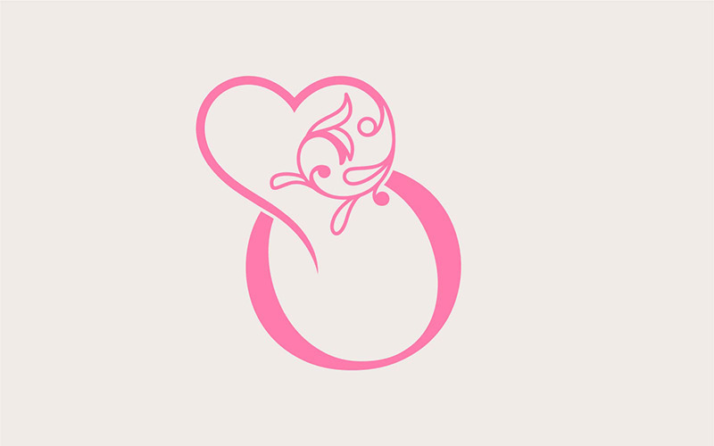 Heart Rose Gold Beauty Letter O Logo Template