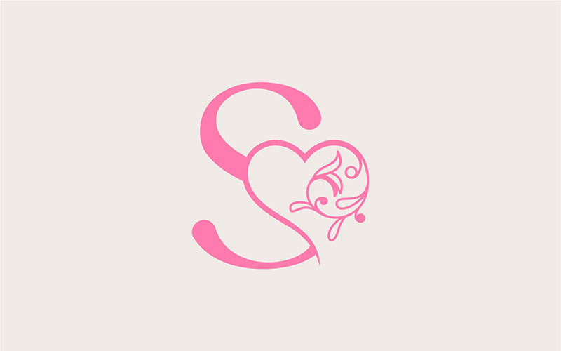 Heart Rose Gold Beauty Letter S Logo Template