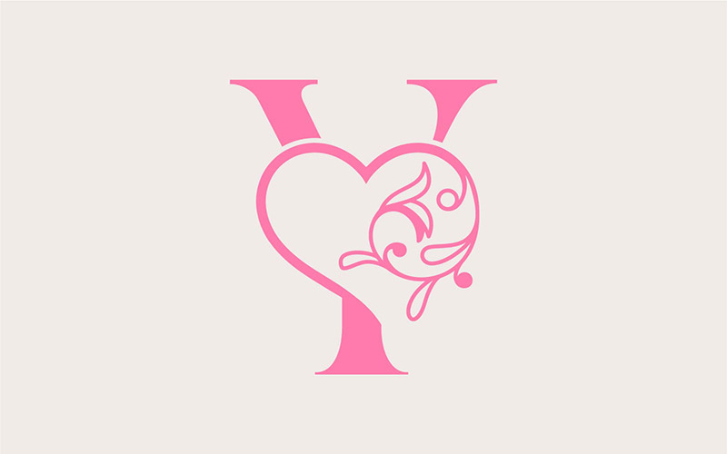 Heart Rose Gold Beauty Letter Y Logo Template