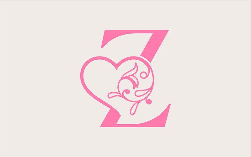 Heart Rose Gold Beauty Letter Z Logo Template