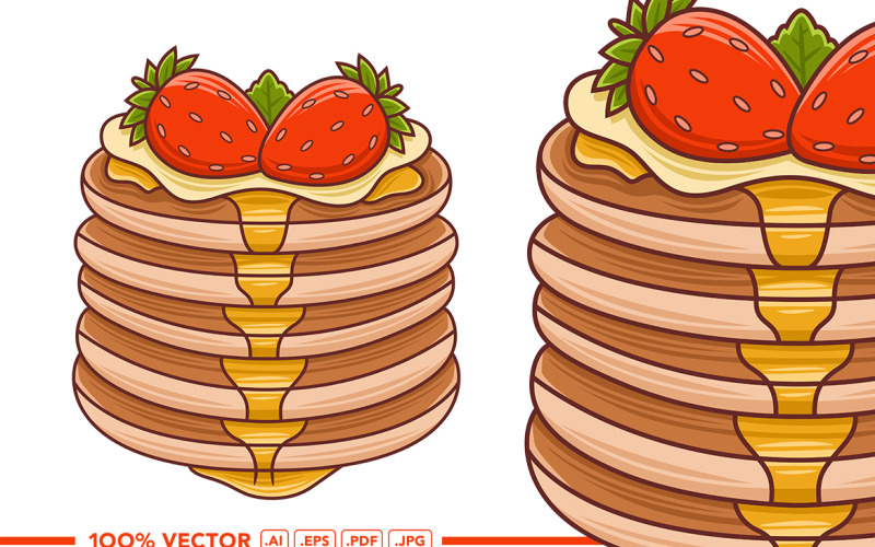 Pancakes Vector in Flat Design Style Vector Graphic