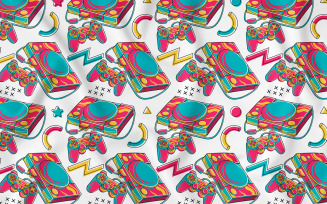 Retro Game Console (90's Vibe) Seamless Pattern Vector