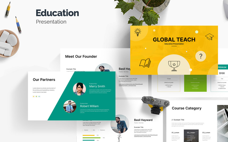 Global Touch Education Presentation PowerPoint Template