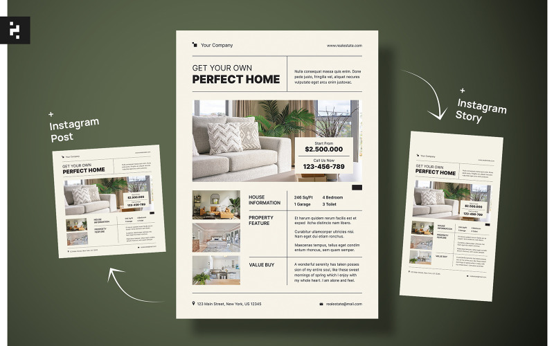 Real Estate Flyer Minimal Swiss Style Corporate Identity