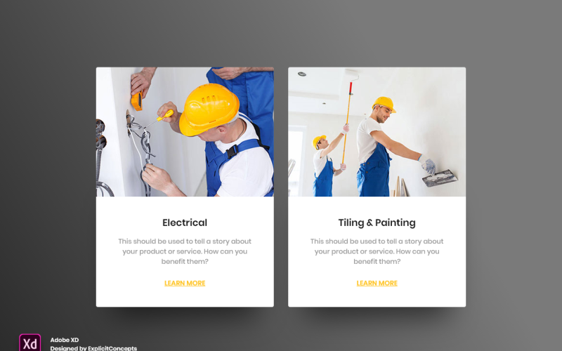 Constructions Services Hero Header Landing Page Adobe XD Template Vol 114 UI Element