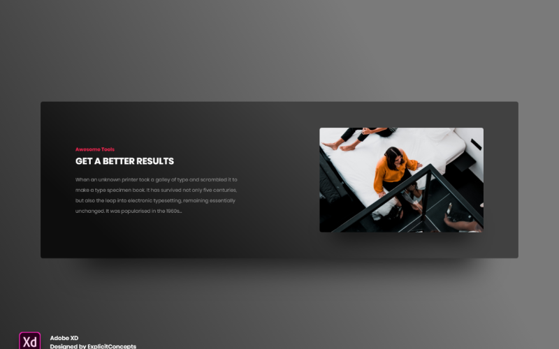 Split Content Section Hero Header Landing Page Adobe XD Template Vol 112 UI Element