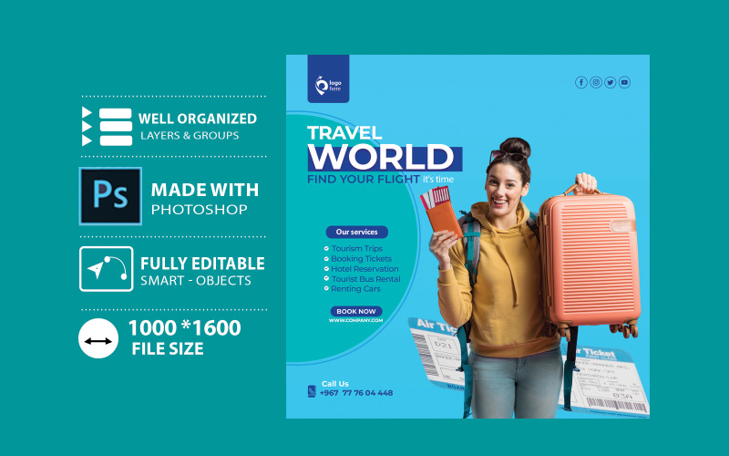 Tourism Travel Agency Flyer Template Latest Design Corporate Identity