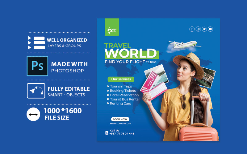 Tourist Travel Agency Flyer Template Corporate Identity