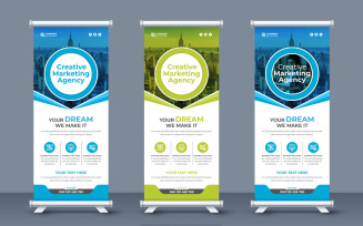 Business promotion roll up banner vector design