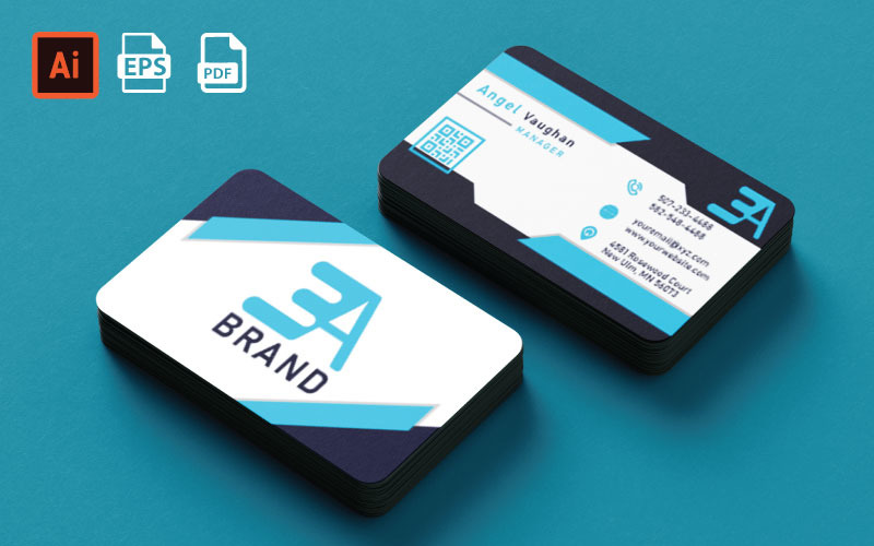 Creative Blue Corporate Business Card Template Corporate Identity