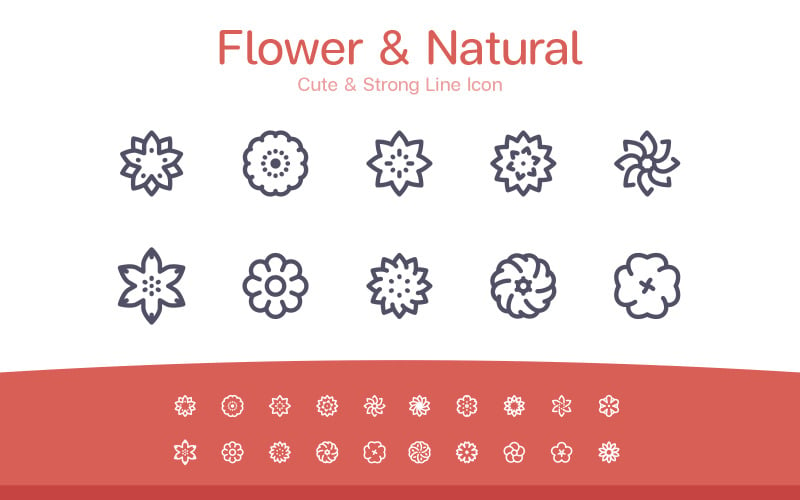Flower & Natural Cute Line icon Icon Set