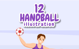 12 Handball Sports Illustration