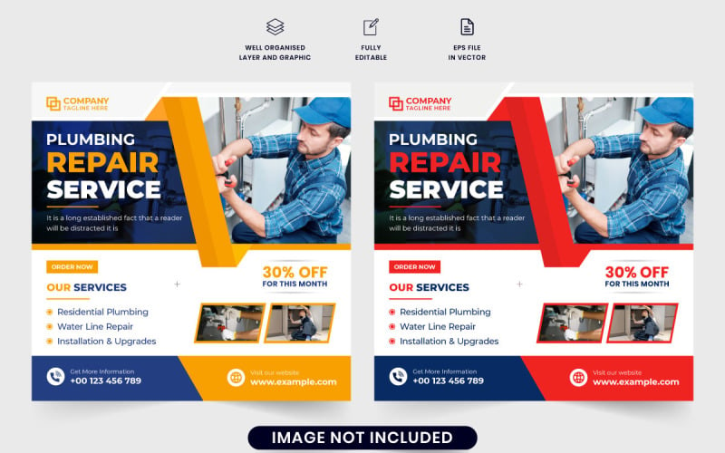 Handyman and plumber service poster Social Media