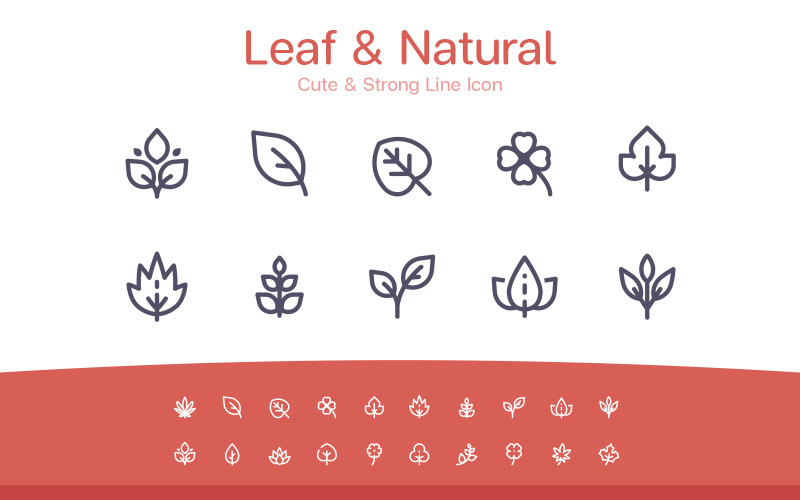 Leaf & Natural Cute Line icon Icon Set