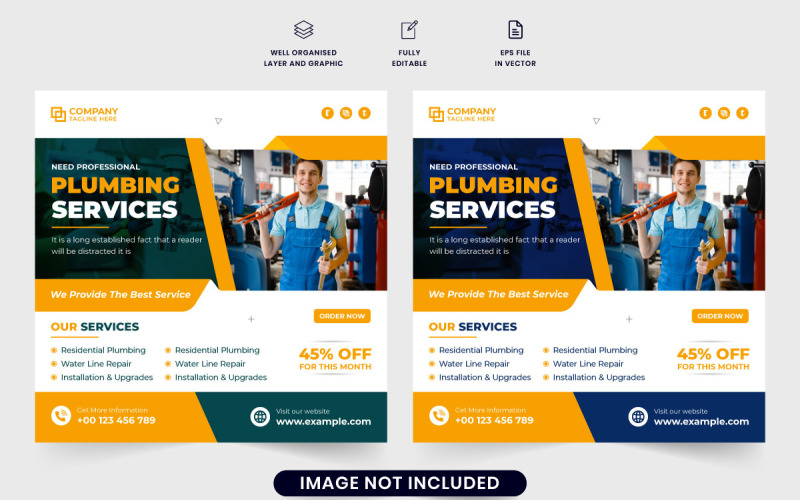 Professional plumbing service poster Social Media