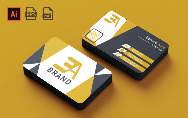 Professional Yellow and Grey Business Card Corporate Identity