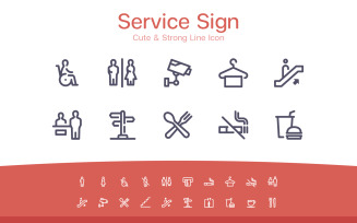 Service & Sign Cute Line icon