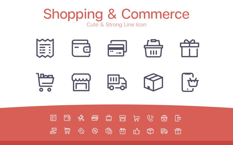 Shopping & Commerce Cute Line icon Icon Set