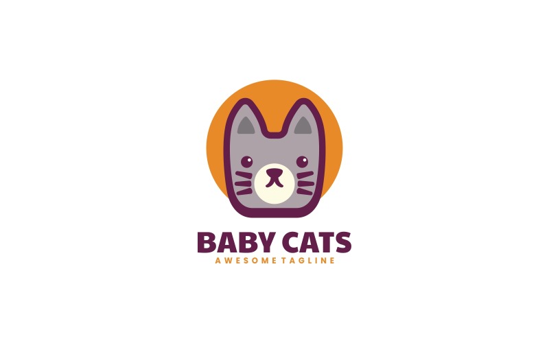 Baby cat Simple Mascot Logo Logo Template