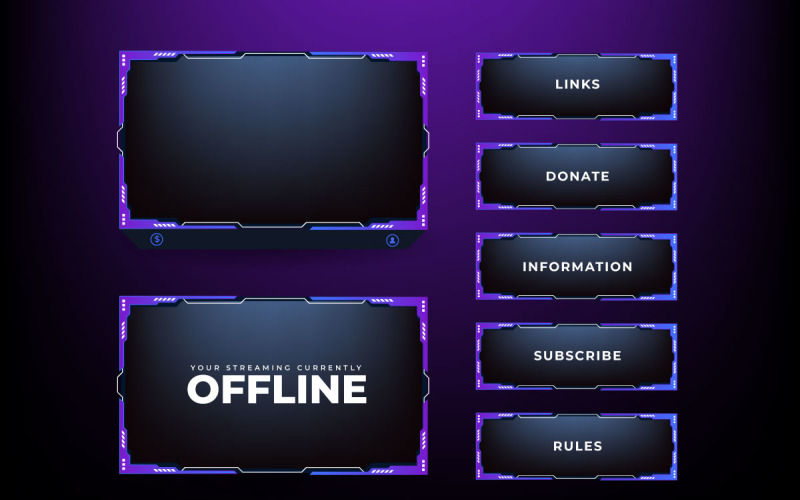 Broadcast gaming panel template vector Vector Graphic