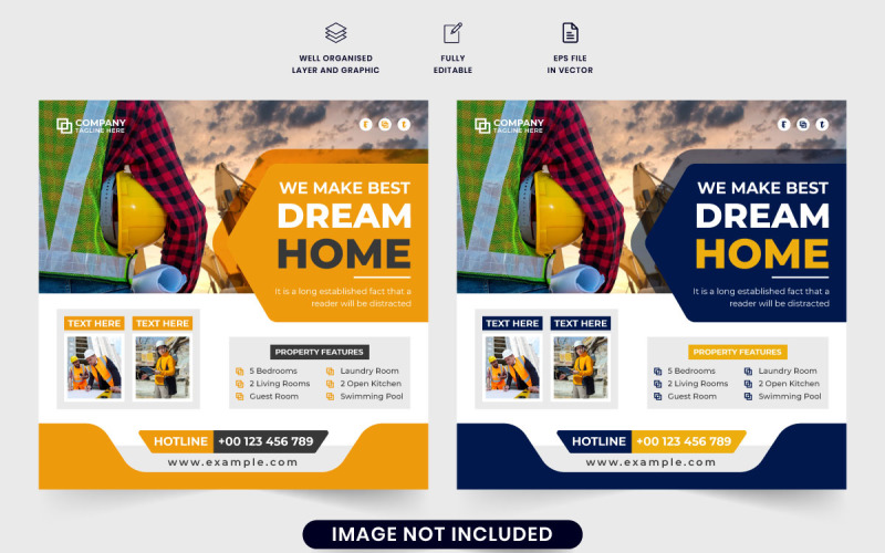 House construction business template Social Media
