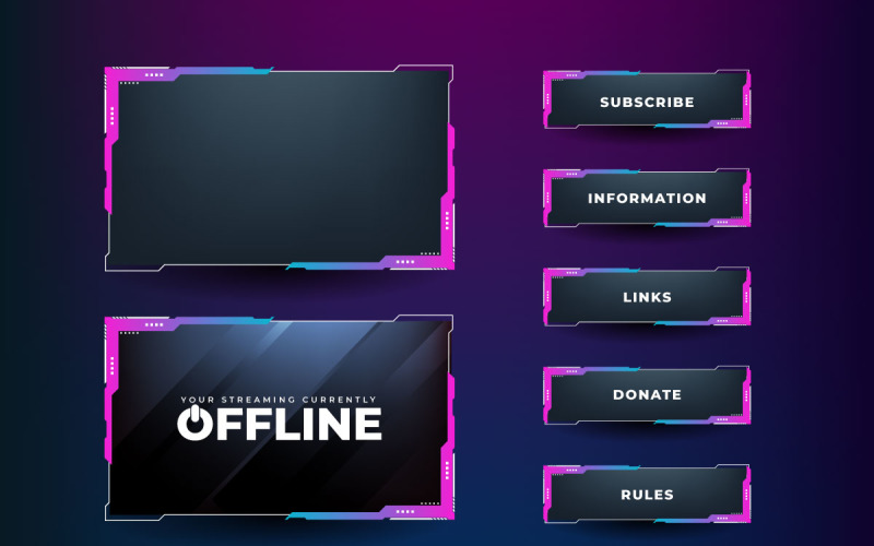Live streaming overlay screen design Vector Graphic