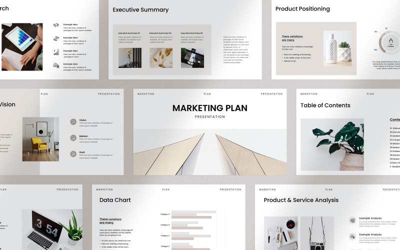 Minimal Marketing Plan Presentation PowerPoint Template