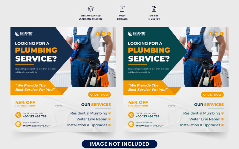 Plumbing business promotion template vector design Social Media