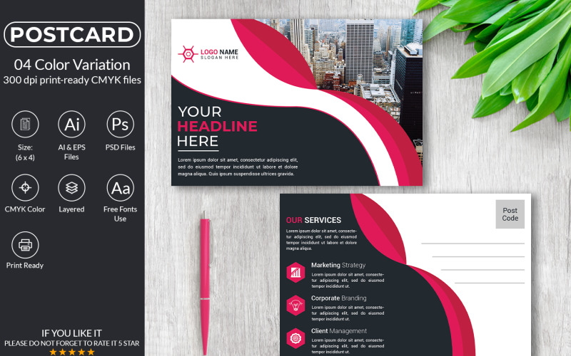 Postcard Design Template For Company Corporate Identity