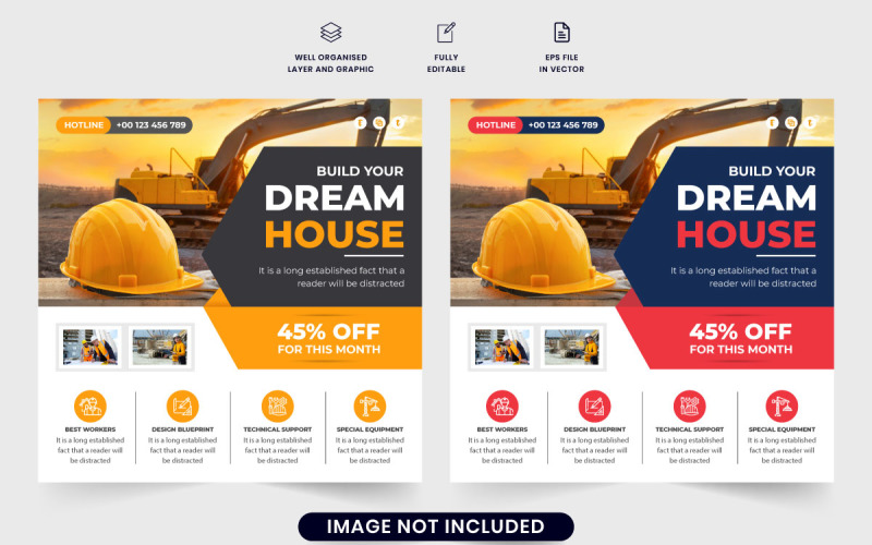 Real estate construction service poster Social Media