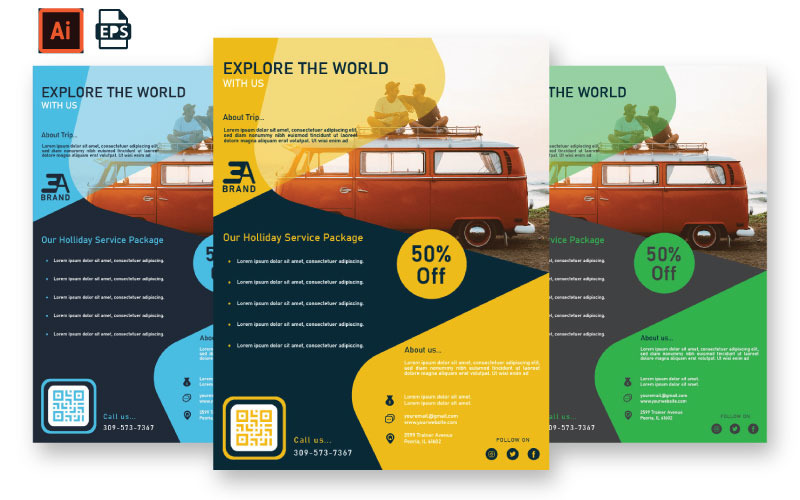 Travel Agency Flyer Template – Perfect for Holiday & Tour Package Promotions Corporate Identity