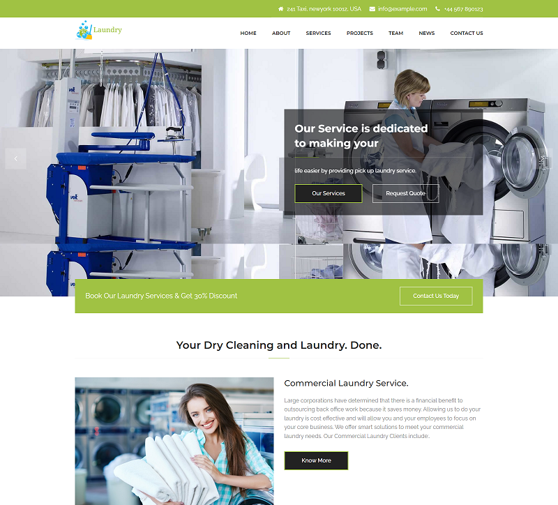 Laundry, Dry Cleaning Services Html Templates