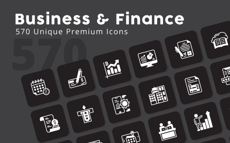 Business and Finance Unique Glyph Icons Icon Set