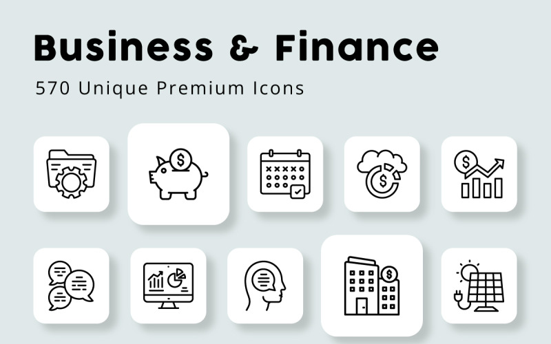 Business and Finance Unique Outline Icons Icon Set