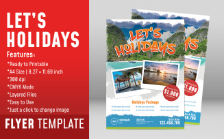 Lets Holidays Flyer Template Design for Holiday and Travel Business