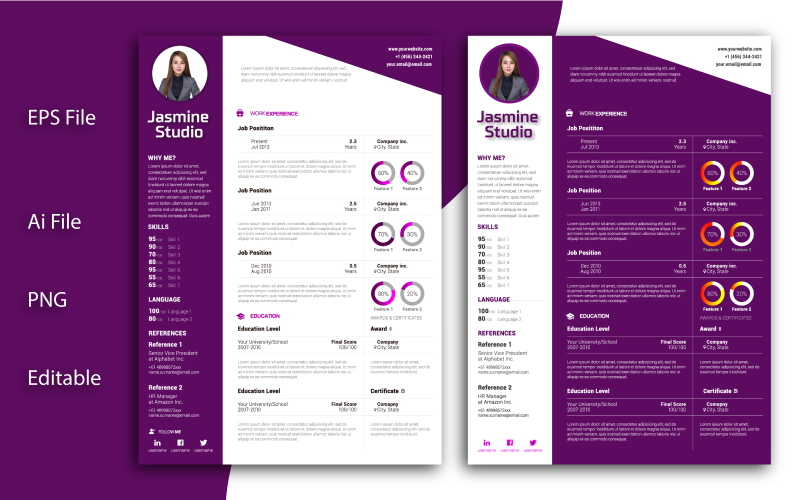 Modern Creative Editable Professional CV Resume for Multipurpose Template Resume Template
