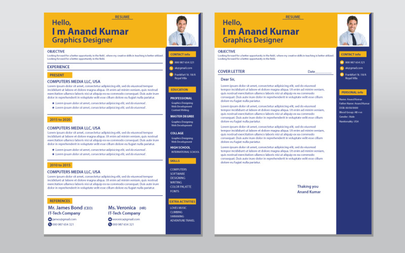 Professional and creative Resume CV template Resume Template