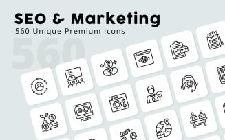 SEO Marketing Unique Outline Icons