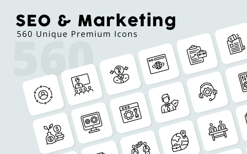 SEO Marketing Unique Outline Icons Icon Set