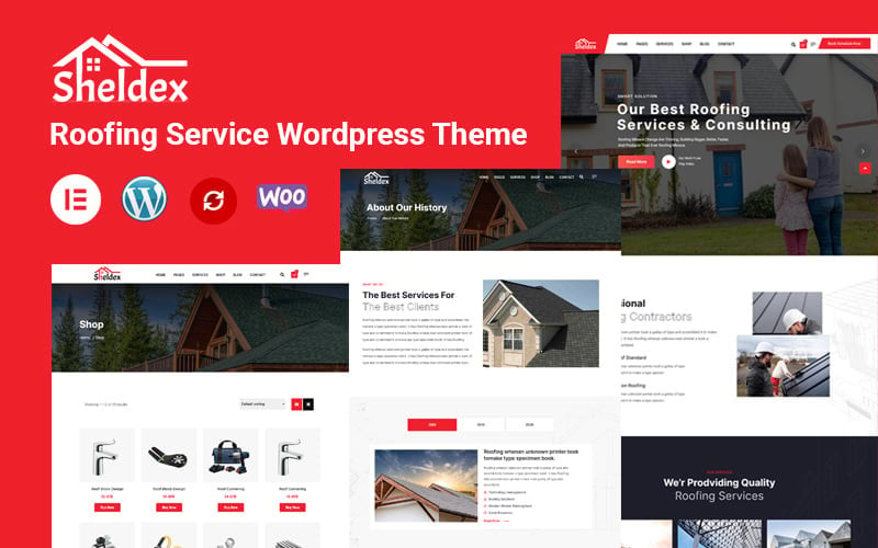 Sheldex - Roofing Company Elementor Wordpress Theme WordPress Theme