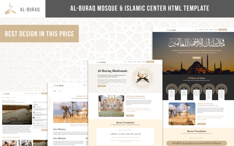 Al-Buraq – Mosque and Islamic Center HTML Template Website Template