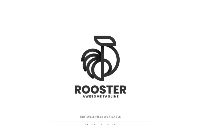Rooster Line Art Logo Style 1 Logo Template