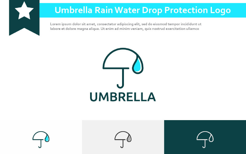 Umbrella Rain Water Drop Protection Guard Line Logo Logo Template