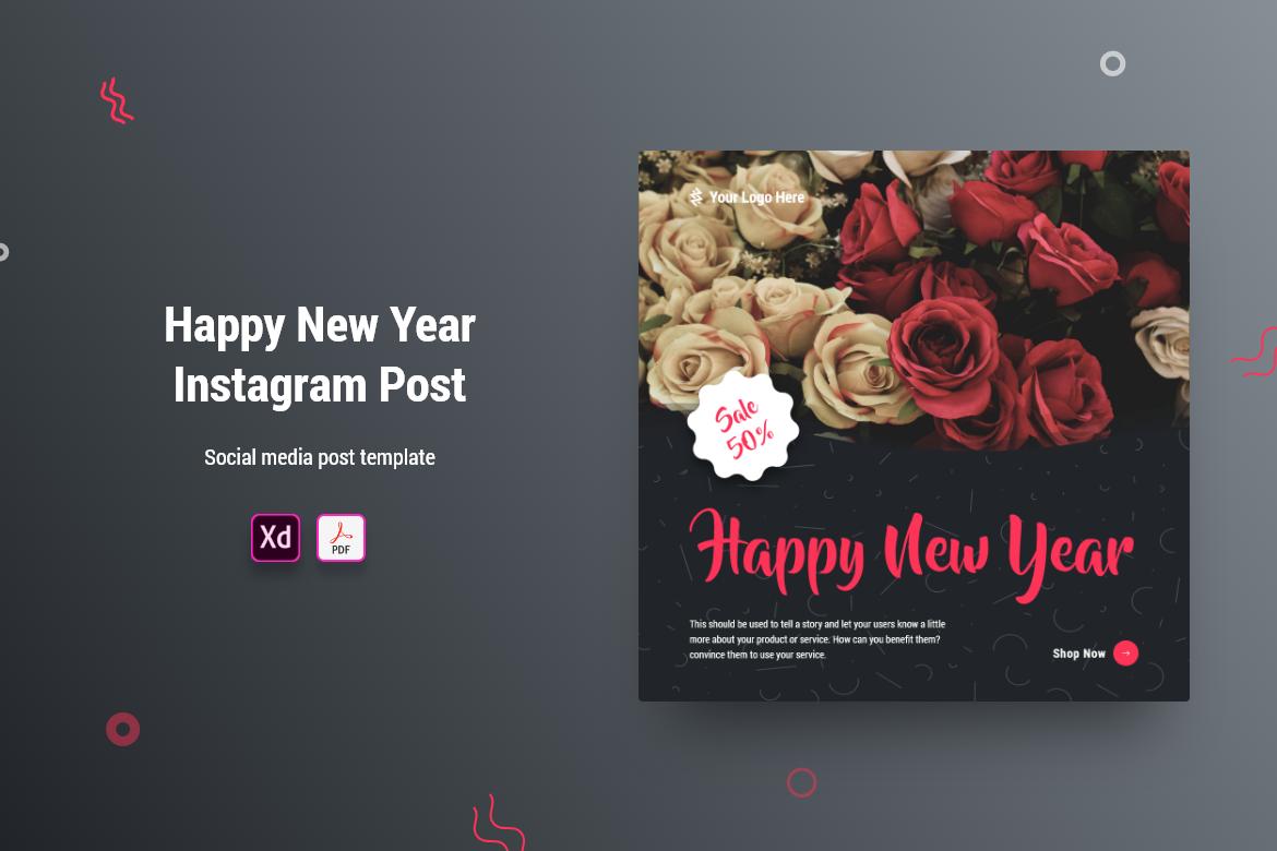 Happy New Year Instagram Post Banner Adobe XD Template Vol 02