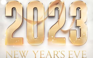 Happy New Year Golden Invitation Eve Flyer Design Template