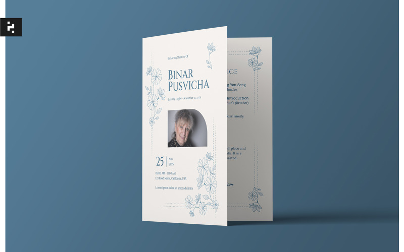 Floral Minimal Funeral Program Corporate Identity