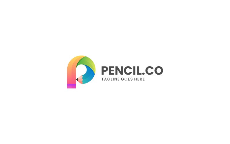 Letter P - Pencil Gradient Logo Logo Template