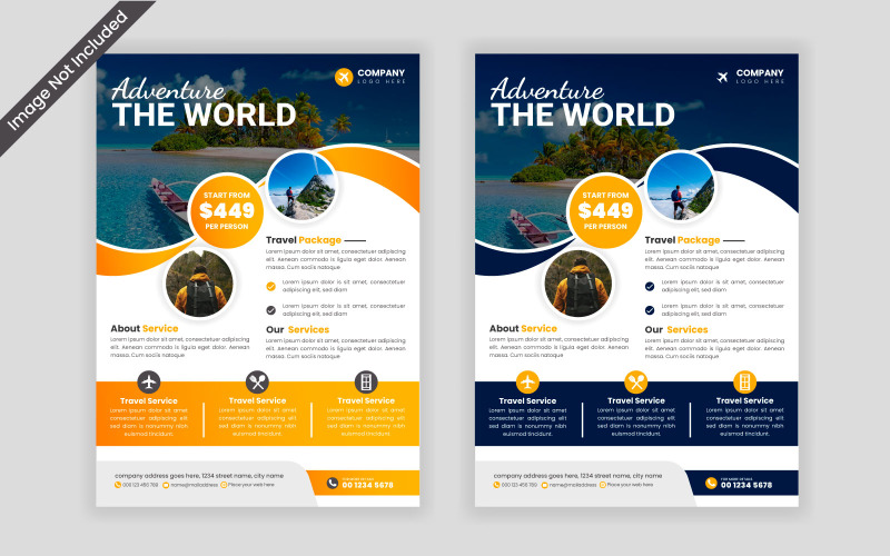 Travel flyer design flyer, tour flyer, tourism color a4 print ready flyer vector concept Illustration