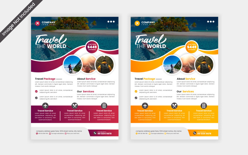 Travel flyer design flyer, tour flyer, tourism color a4 print ready flyer vector Illustration